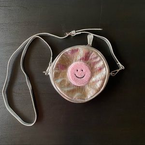 Lazy Oaf real leather pink smiley face purse